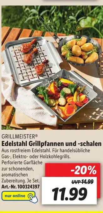 Lidl Grillmeister Edelstahl Grillpfannen und schalen Angebot