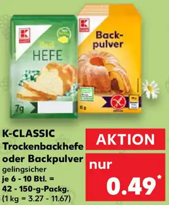 Kaufland K-Classic Trockenbackhefe oder Backpulver 42-150 g Packg. Angebot