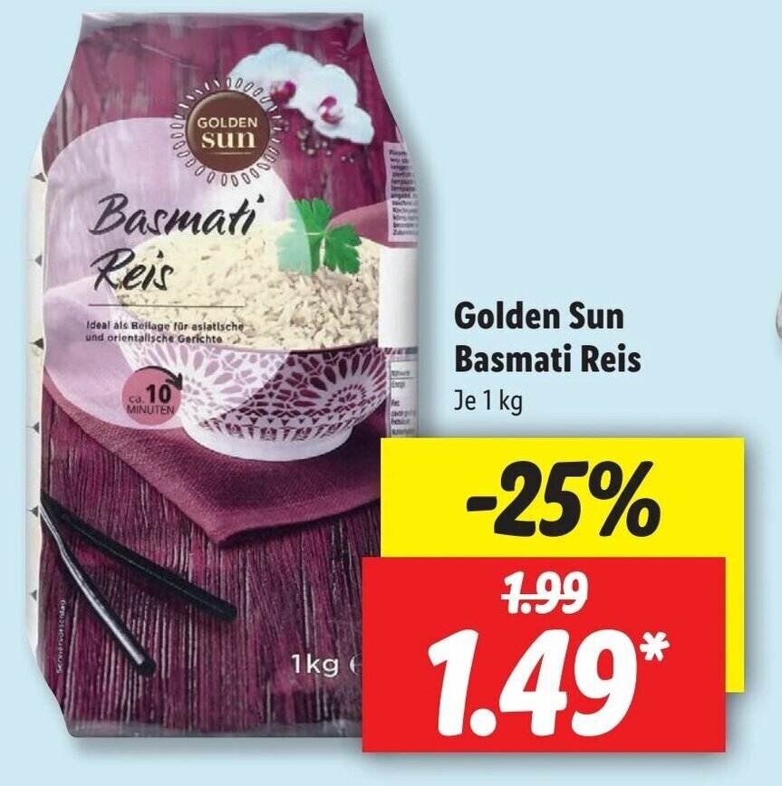 Golden Sun Basmati Reis 1kg Angebot bei Lidl
