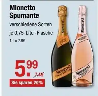 V Markt Mionetto Spumante 750ml Angebot