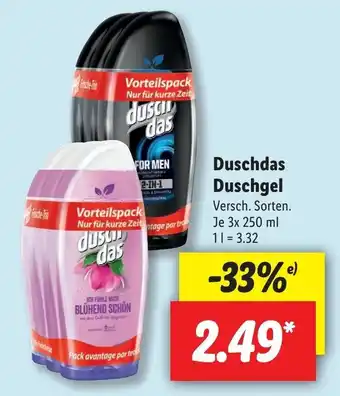 Lidl Duschdas Duschgel 3x250 ml Angebot