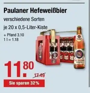 V Markt Paulaner Hefe-Weissbier 20*500ml Angebot