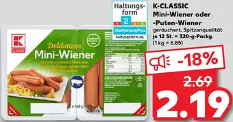 Kaufland K-Classic Mini Wiener oder Puten Wiener 320 g Packg. Angebot