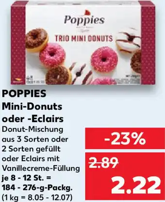 Kaufland Poppies Mini Donuts oder Eclairs 184-276 g Packg. Angebot