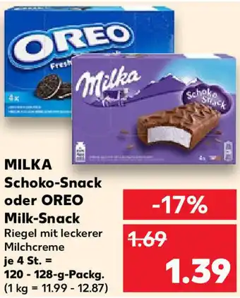 Kaufland Milka Schoko Snack oder Oreo Milk Snack 120-128 g Packg. Angebot