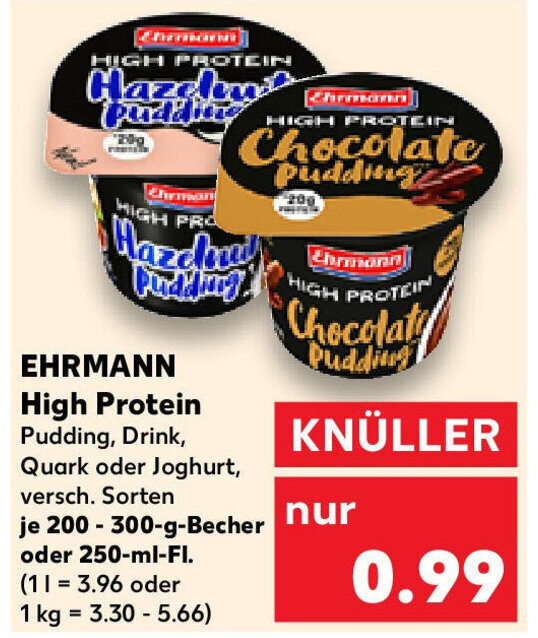 Ehrmann High Protein 200300 g Becher oder 250 ml Fl. Angebot bei Kaufland