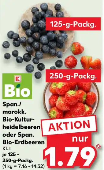 Kaufland Span./marokk. Bio Kulturheidelbeeren oder Span. Bio Erdbeeren 125-250 g Packg. Angebot