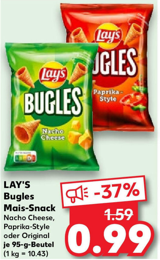 Lay's Bugles Mais Snack 95 g Beutel Angebot bei Kaufland
