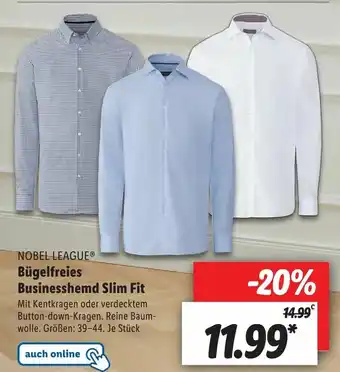 Lidl Nobel League Bügelfreies Businesshemd Slim Fit Angebot