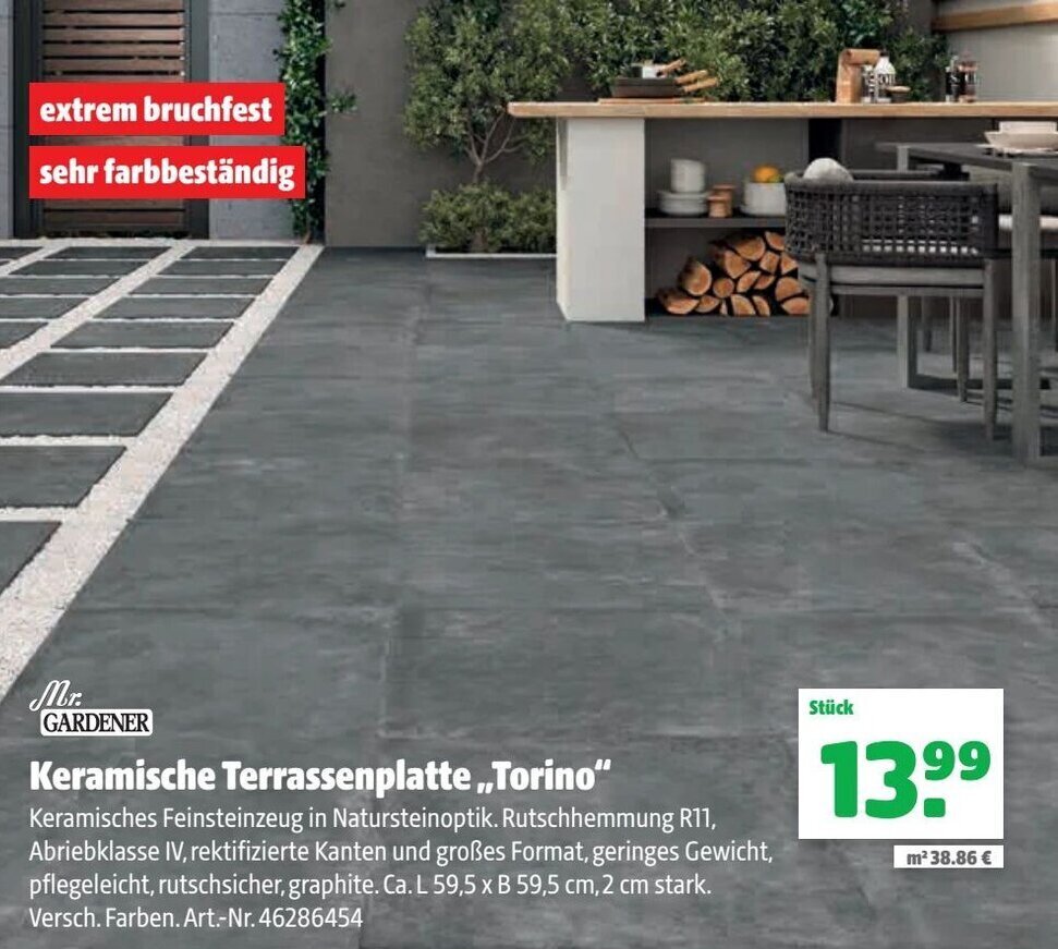 Mr. Gardener Keramische Terrassenplatte Torino Angebot bei Hagebau