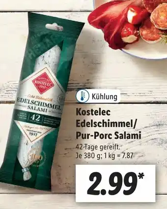 Lidl Kostelec Edelschimmel/Pur Porc Salami 380g Angebot