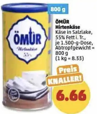 PENNY Ömür Hirtenkäse 1500 g Dose Angebot