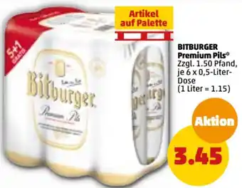 PENNY Bitburger Premium Pils 6x0,5 Liter Dose Angebot