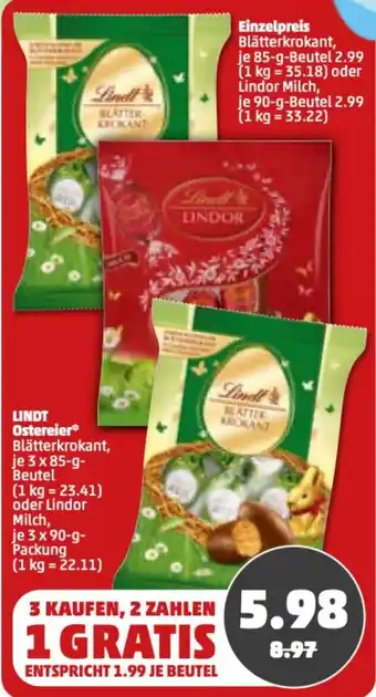 PENNY Lindt Ostereier 3x85 g Beutel/3x90 g Packung Angebot