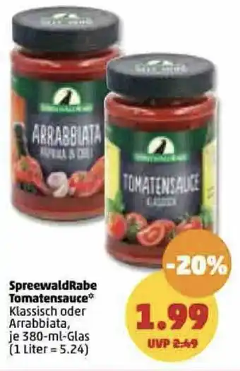 PENNY SpreewaldRabe Tomatensauce 380 ml Glas Angebot