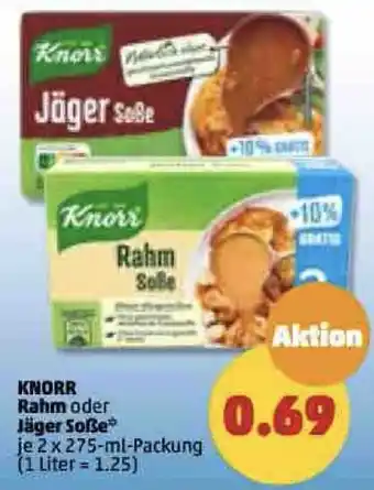 PENNY Knorr Rahm oder Jäger Soße 2x275 ml Packung Angebot