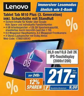 expert Octomedia Lenovo tablet tab m10 plus (3. generation) inkl. schutzhülle mit standfuß Angebot