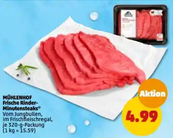 PENNY Mühlenhof Frische Rinder Minutensteaks 320 g Packung Angebot