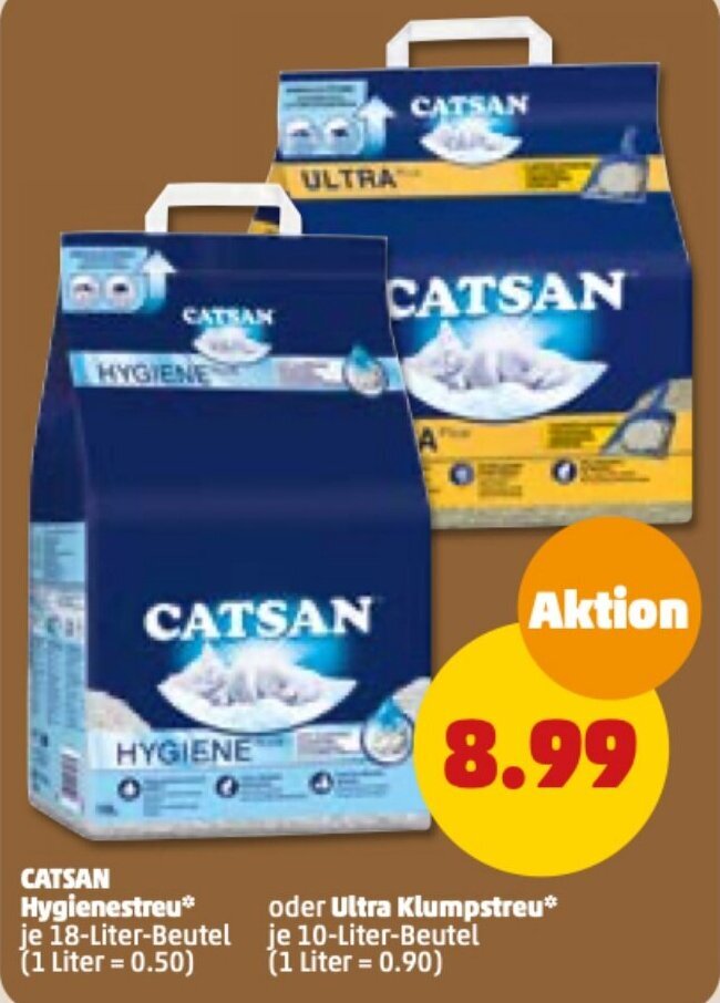 Catsan Hygienestreu 18 Liter oder Ultra Klumpstreu 10 Liter Beutel