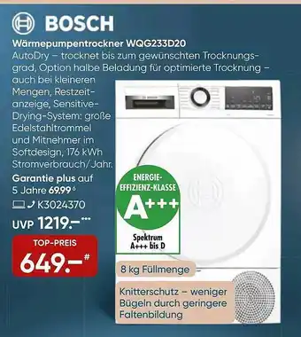 Galeria Bosch wärmepumpentrockner wqg233d20 Angebot