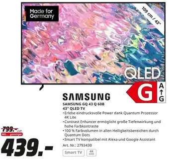 MediaMarkt Samsung GQ 43 Q 60B 43" QLED TV Angebot