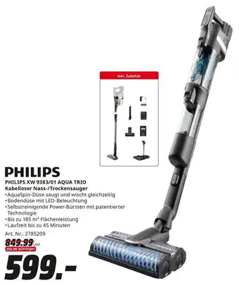 MediaMarkt Philips XW 9383/01 Aqua Trio Kabelloser Nass/Trockensauger Angebot