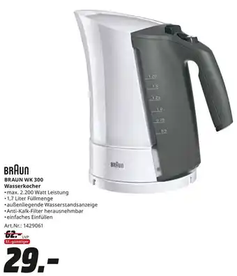 MediaMarkt Braun WK 300 Wasserkocher Angebot