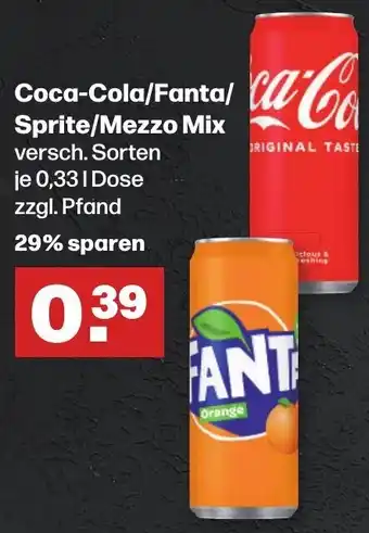 Handelshof Coca-Cola/Fanta/Sprite/Mezzo Mix 0,33 L Dose Angebot