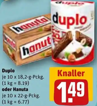 REWE Duplo 10 x 18,2 g oder Hanuta 10 x 22 g Pckg. Angebot