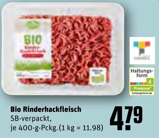 Bio Rinderhackfleisch 400 g Pckg. Angebot bei REWE