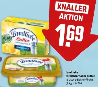 REWE Landliebe Streichzart oder Butter 250 g Becher/Pckg. Angebot