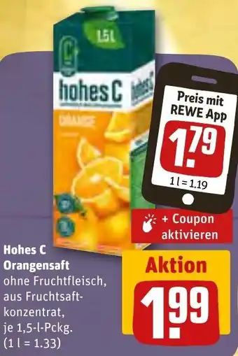 REWE Hohes C Orangensaft 1,5 L Pckg. Angebot