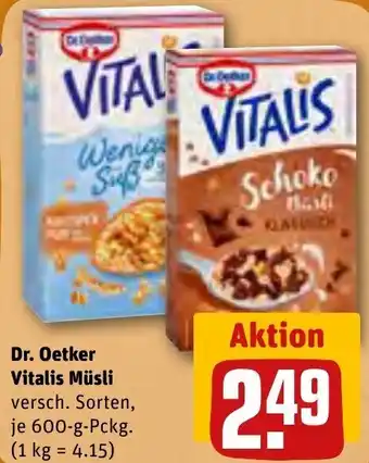 REWE Dr. Oetker Vitalis Müsli 600 g Pckg. Angebot