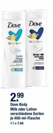 V Markt Dove Body Milk oder Lotion 400ml Angebot