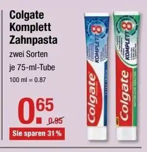 V Markt Colgate Komplett Zahnpasta 75ml Angebot