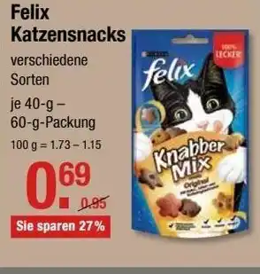 V Markt Felix Katzensnacks 40-60g Angebot