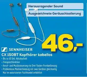 Euronics XXL Sennheiser Cx 150bt Kopfhörer Kabellos Angebot