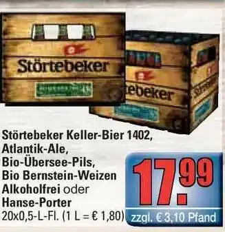 alldrink Störtebeker Keller-bier 1402, Atlantik-ale, Bio-übersee-pils, Bio Bernstein-weizen Alkoholfrei Oder Hanse-porter Angebot