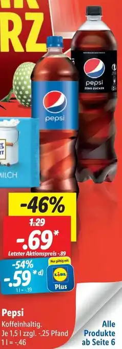 Lidl Pepsi 1,5 L Angebot