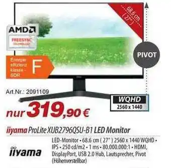 ACom PC Iiyama Prolite XUB2796QSU -B1 Led Monitor Angebot