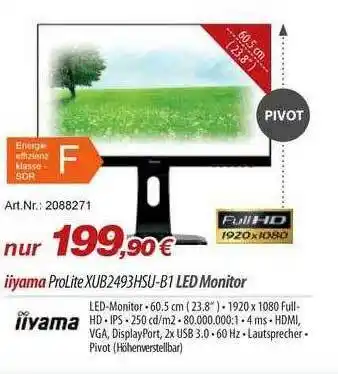 ACom PC Iiyama Prolite Xub2493hsu Bq Led Monitor Angebot