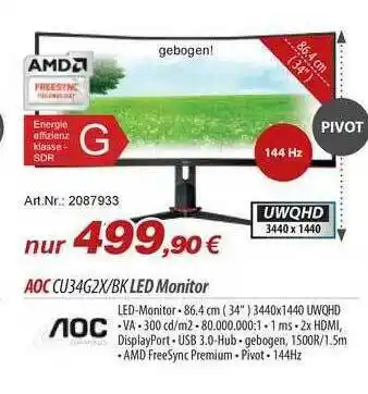 ACom PC Aoc CU34G2X-BK Led Monitor Angebot