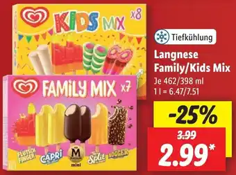 Lidl Langnese Family/Kids Mix 462/398 ml Angebot