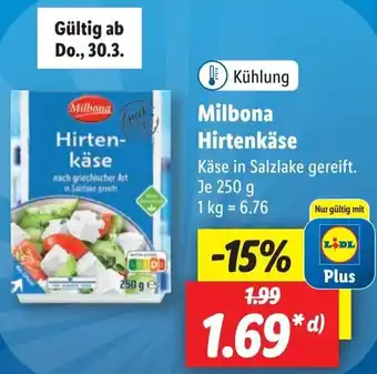 Lidl Milbona Hirtenkäse 250 g Angebot