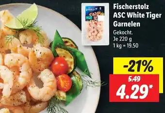 Lidl Fischerstolz ASC White Tiger Garnelen 220 g Angebot