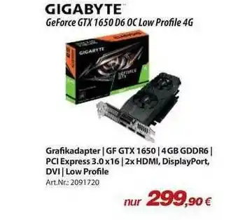 ACom PC Grafikadapter Gigabyte Geforce Gtx 1650 D6 Oc Low Profile 4g Angebot