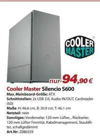 ACom PC Cooler Master Silencio S600 Angebot