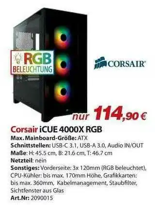 ACom PC Corsair Icue 4000x Rgb Angebot