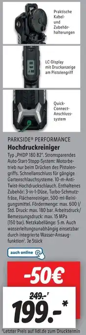 Lidl Parkside Performance Hochdruckreiniger PHDP 180 B2 Angebot