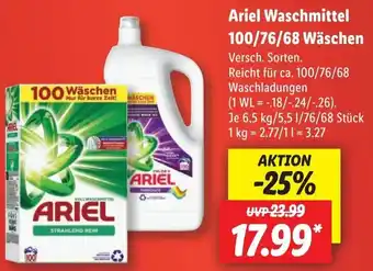 Lidl Ariel Waschmittel 100/76/68 Wäschen Angebot